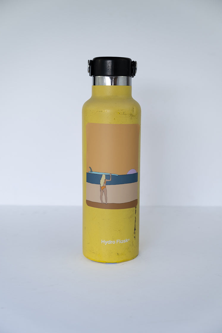 Wings Hawaii dawn patrol surfer girl sticker on water bottle