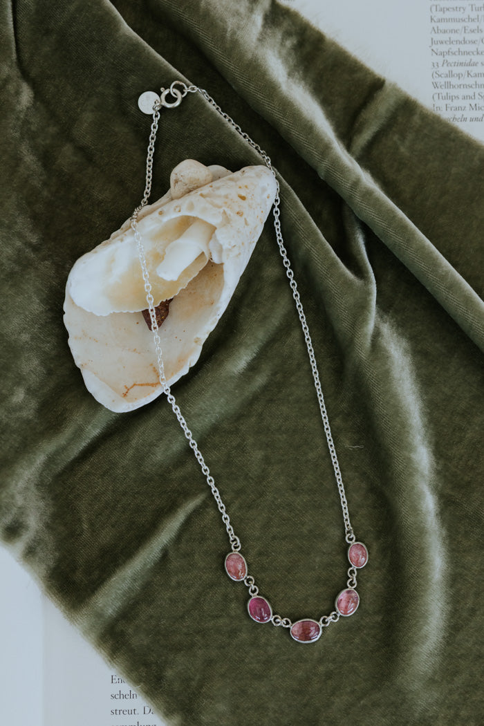 Wings Hawaii Five Stone - Bezel Set Necklace with Pink Tourmaline