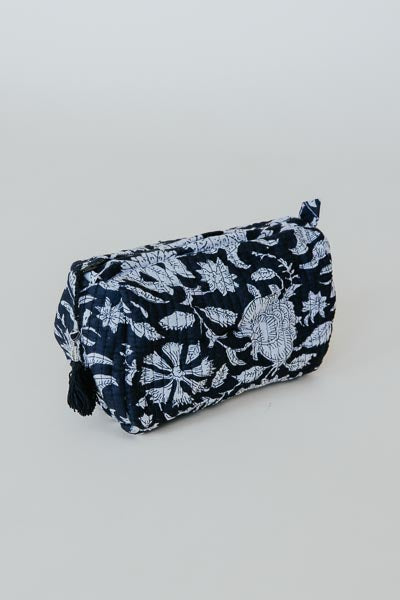 Kantha Toiletry Pouches - White Flowers