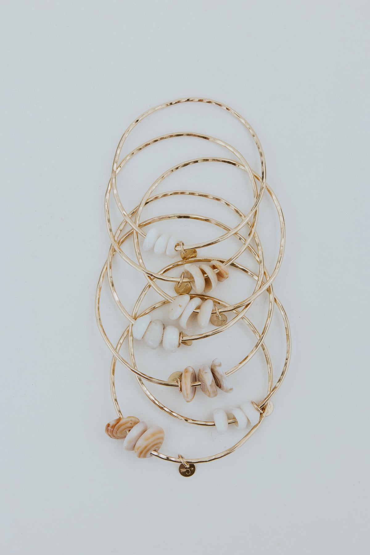 Ti Leaf Bangle - Triple Puka Shell
