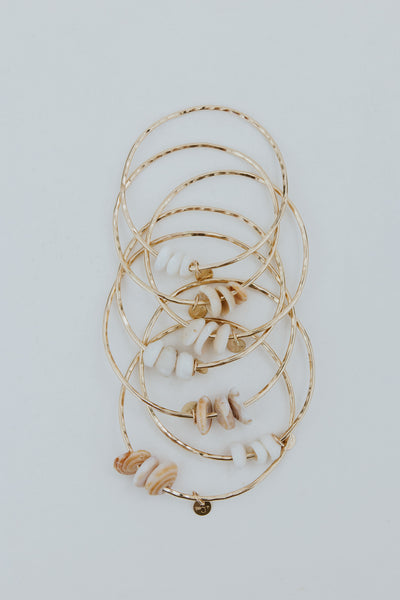 Ti Leaf Bangle - Triple Puka Shell