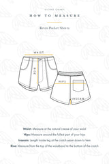Wings Hawaii retro pocket shorts sizing chart thumbnail