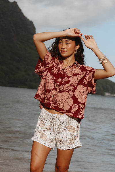 Aloha Boxy Button-up - Hana Garden