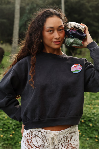 Cropped Maui Patch Sweatshirt - Black