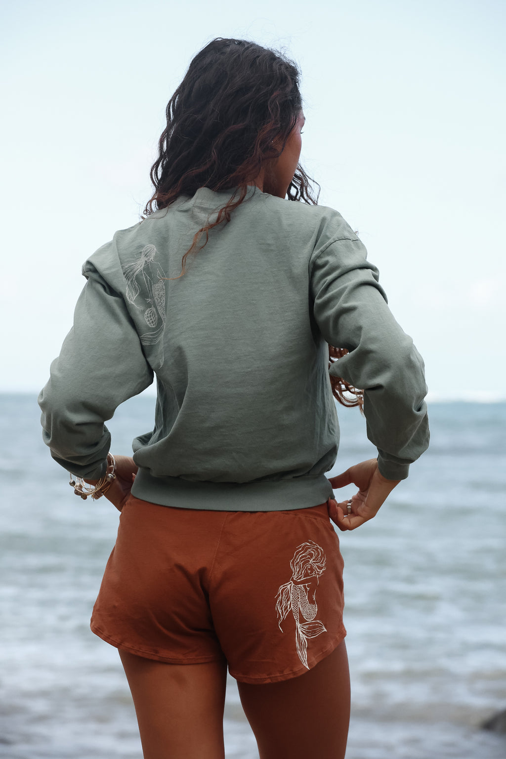 Cropped Longsleeve Tee - Glass Float Mermaid