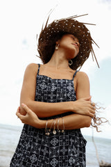 Aloha Print Overalls - Navy Quilted Ulu thumbnail