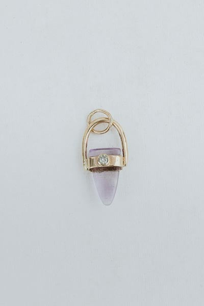 Amethyst + Diamond Charm | 14k