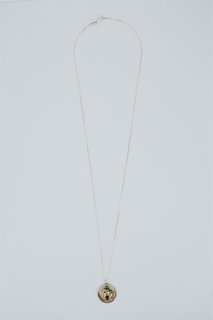 Heart Medallion Necklace - Sterling Silver + 14k