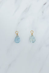 Wings Hawaii faceted aquamarine earring charms in 14k gold fill. Fine jewelry handmade in Maui. Modern, elevated charm earrings to mix, match, customize. thumbnail