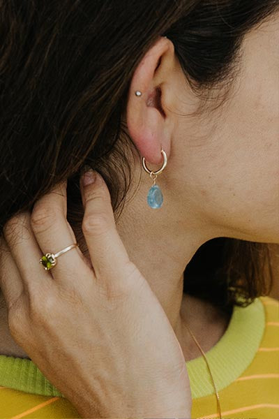 Charm Hoops - Aquamarine