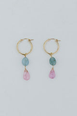Wings Hawaii Good Karma Hoop earrings - Blue + Pink Aquamarine thumbnail