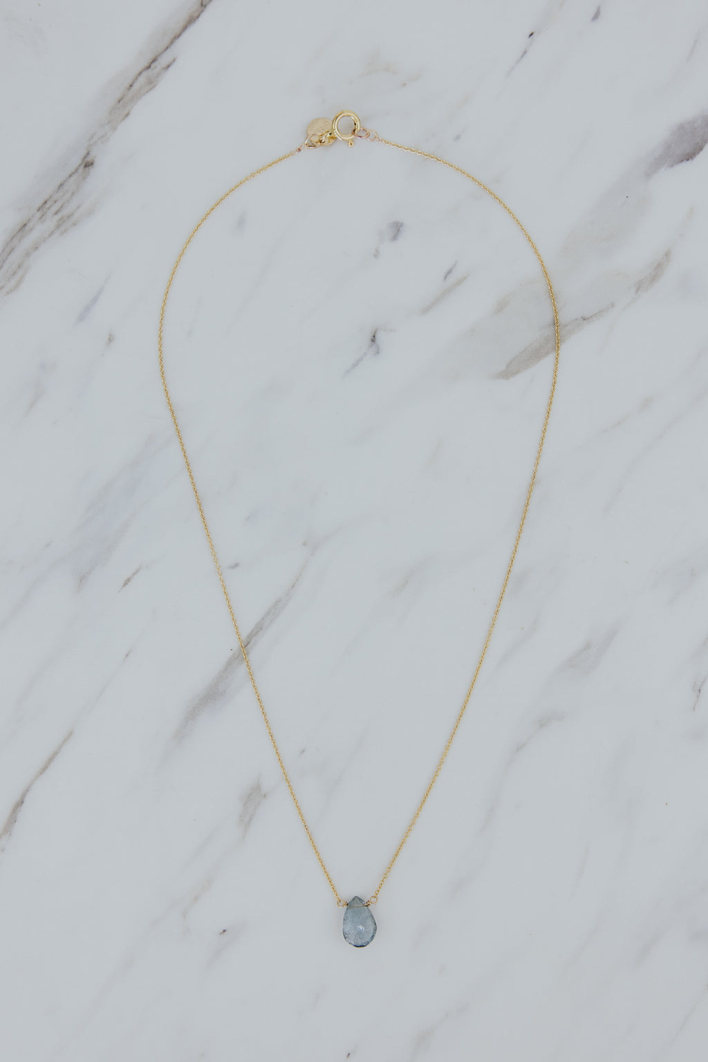 Single Stone Necklace -  Aquamarine
