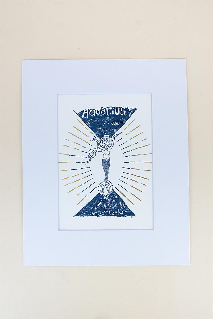 Wings Hawaii zodiac letterpress prints - aquarius