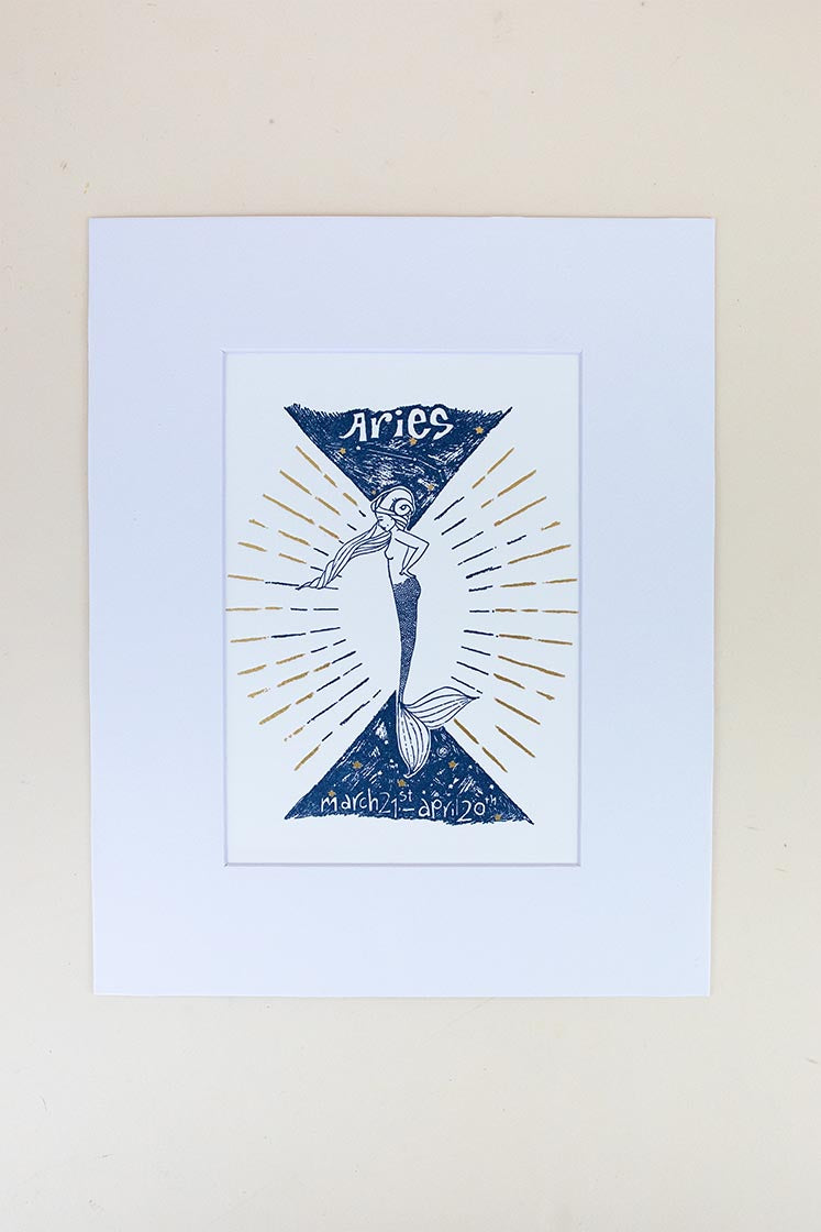 Wings Hawaii zodiac letterpress prints - Aries matted