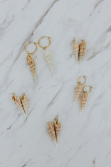 Wings Hawaii Auger Shell charms for hoop earrings. Fine shell jewelry handmade with aloha in Maui. Elevated, modern beach jewelry handcrafted in Hawaii.  thumbnail