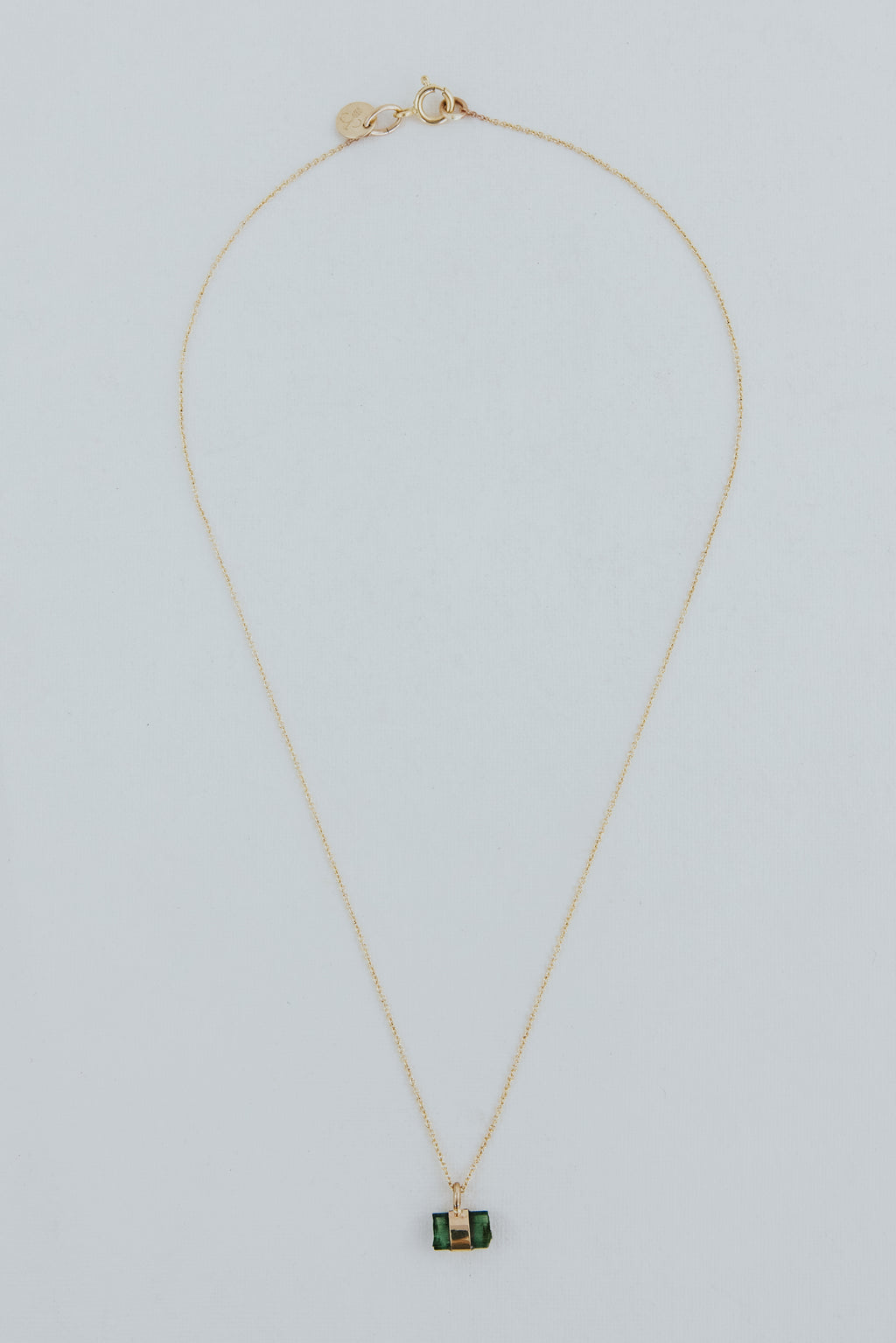 Wings Hawaii Banded Crystal Charm Necklaces green tourmaline 14k gold fill 