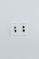 Banded Crystal Studs - Green Tourmaline | Sterling Silver thumbnail