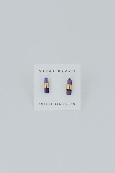 Banded Crystal Studs - Amethyst