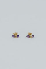 Banded Crystal Studs - Amethyst