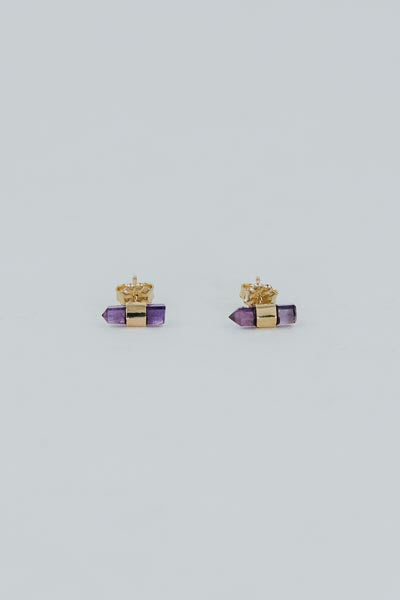 Banded Crystal Studs - Amethyst