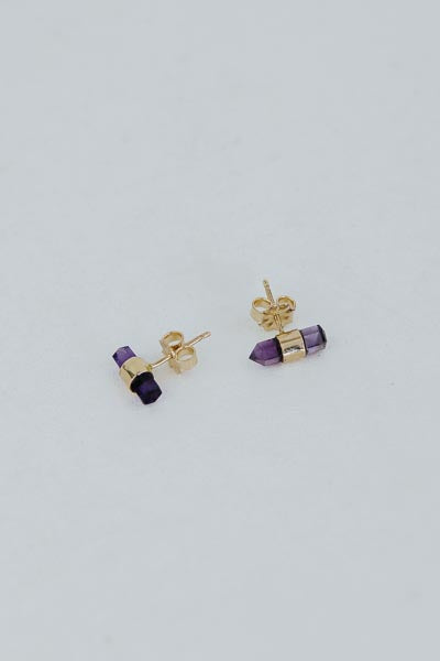 Banded Crystal Studs - Amethyst