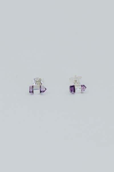 Banded Crystal Studs - Amethyst