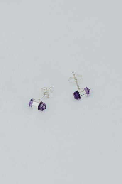 Banded Crystal Studs - Amethyst