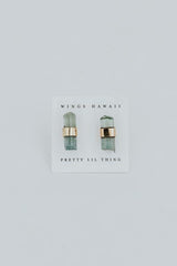 Banded Crystal Studs - Green Tourmaline | Gold Filled thumbnail