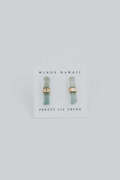 Banded Crystal Studs | 14K