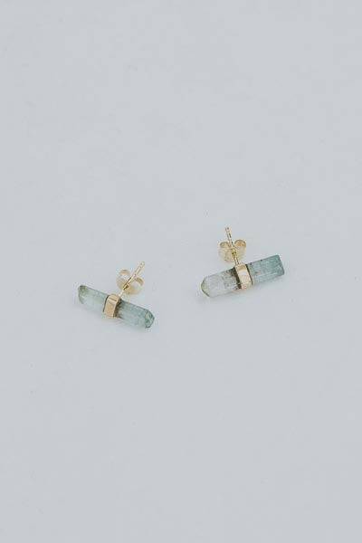 Banded Crystal Studs | 14K