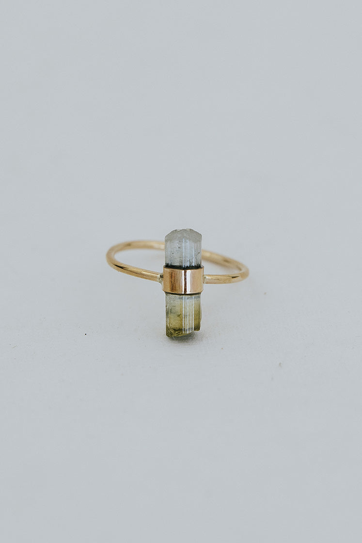 Banded Crystal Ring - Blue & Green Tourmaline