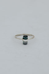 Banded Crystal Ring - Dark Teal Tourmaline- Sterling Silver thumbnail