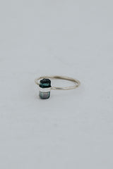 Banded Crystal Ring - Dark Teal Tourmaline- Sterling Silver thumbnail