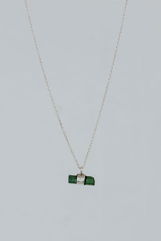 Banded Green Tourmaline Necklace - Sterling Silver