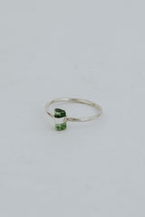 Banded Crystal Ring -  Green Tourmaline - Sterling Silver thumbnail