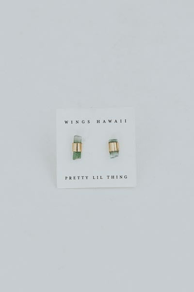 Banded Crystal Studs - Green Tourmaline | Gold Filled