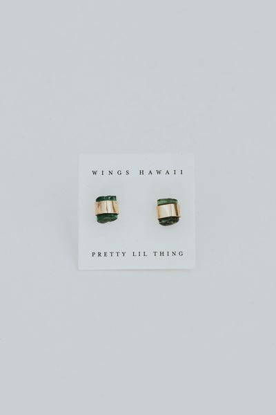 Banded Crystal Studs - Green Tourmaline | Gold Filled