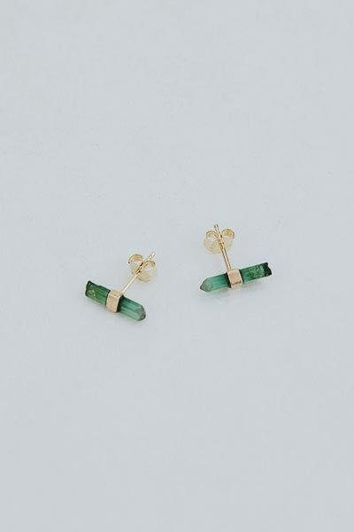 Banded Crystal Studs | 14K