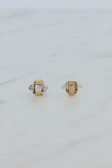 Wings Hawaii banded crystal stud earrings with Herkimer Diamonds in 14k gold-filled. Fine jewelry handmade in Maui.  thumbnail
