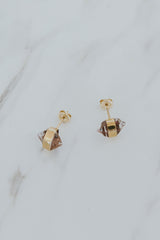 Wings Hawaii banded crystal stud earrings with Herkimer Diamonds in 14k gold-filled. Fine jewelry handmade in Maui.  thumbnail