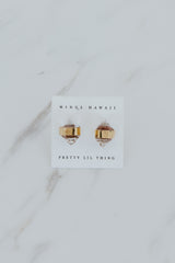 Wings Hawaii banded crystal stud earrings with Herkimer Diamonds in 14k gold-filled. Fine jewelry handmade in Maui.  thumbnail