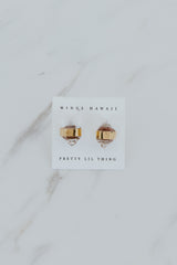 Wings Hawaii banded crystal stud earrings with Herkimer Diamonds in 14k gold-filled. Fine jewelry handmade in Maui. 