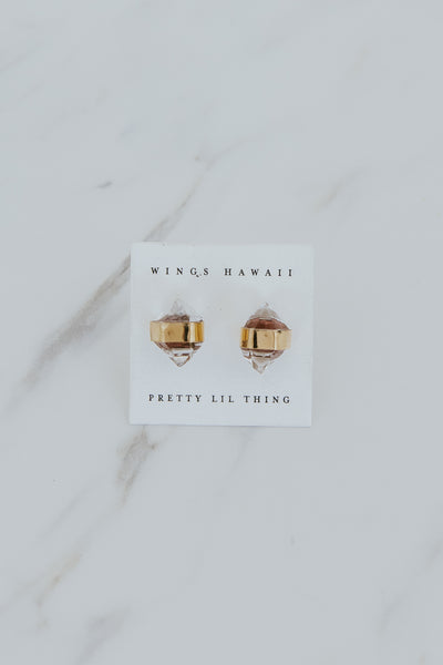 Banded Crystal Studs - Herkimer Diamond