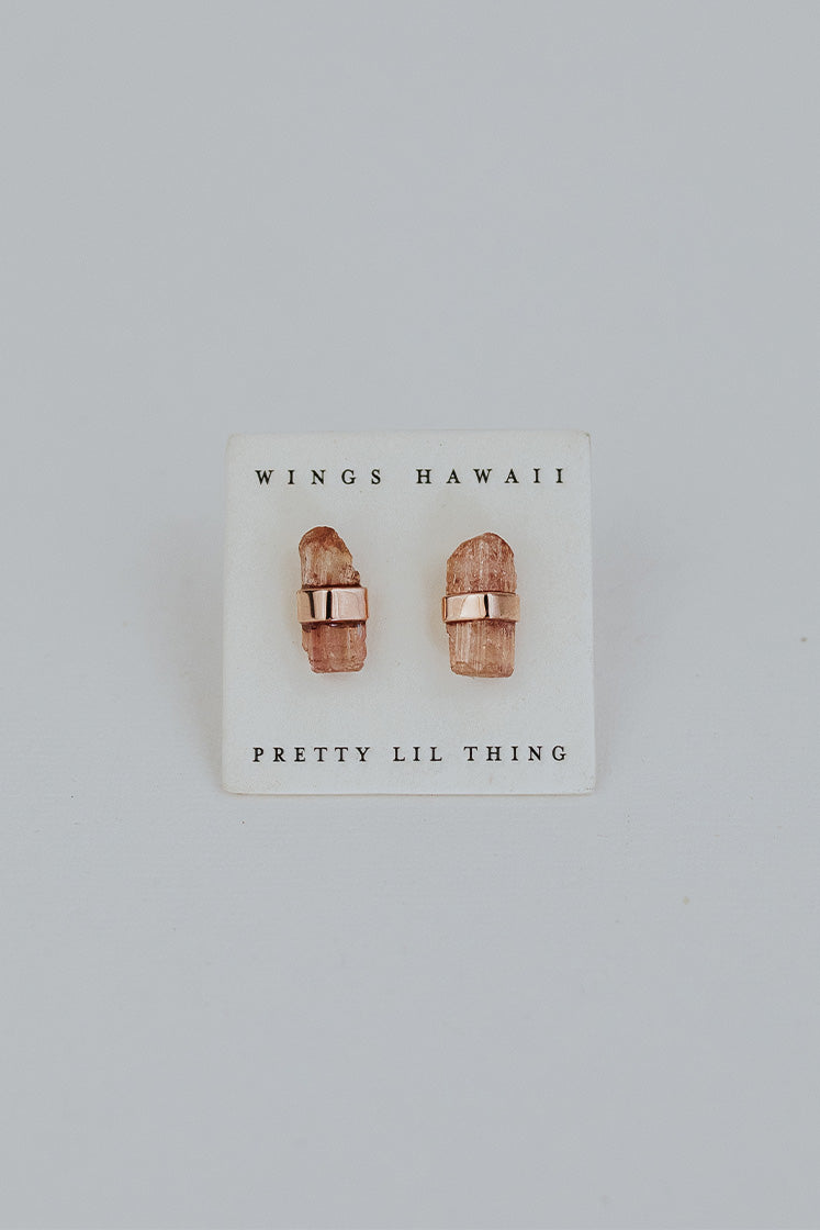 Banded Crystal Studs - Imperial Topaz 14k