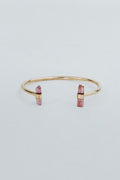wings hawaii banded pink tourmaline crystal cuff bracelet in 14k gold fill 