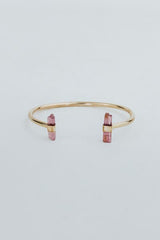 wings hawaii banded pink tourmaline crystal cuff bracelet in 14k gold fill 