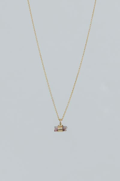 Wings Hawaii Banded Crystal Charm Necklaces pink tourmaline 14k gold fill 