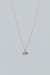 Wings Hawaii Banded Crystal Charm Necklaces pink tourmaline 14k gold fill  thumbnail