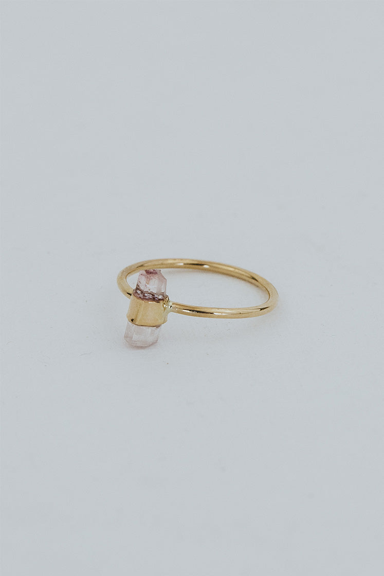 Banded Crystal Ring - Pink Tourmaline