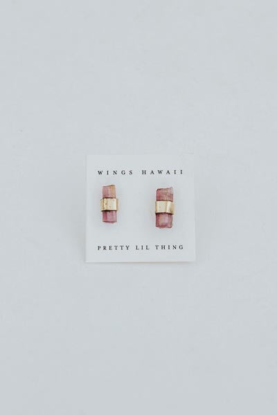 Banded Crystal Studs - Sea Rose Tourmaline